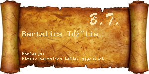 Bartalics Tália névjegykártya